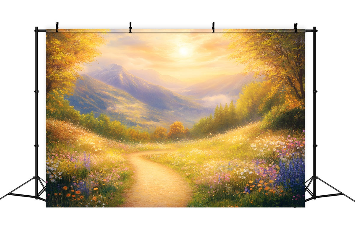 Wald Hintergrund Fotografie Golden Meadow Path Hintergrund GQ57-70