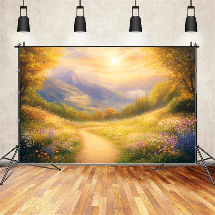 Wald Hintergrund Fotografie Golden Meadow Path Hintergrund GQ57-70