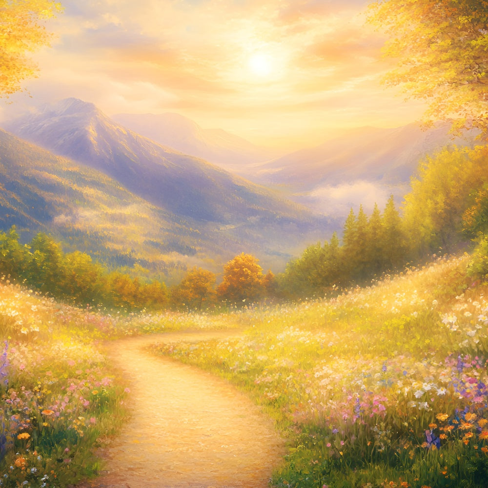 Wald Hintergrund Fotografie Golden Meadow Path Hintergrund GQ57-70