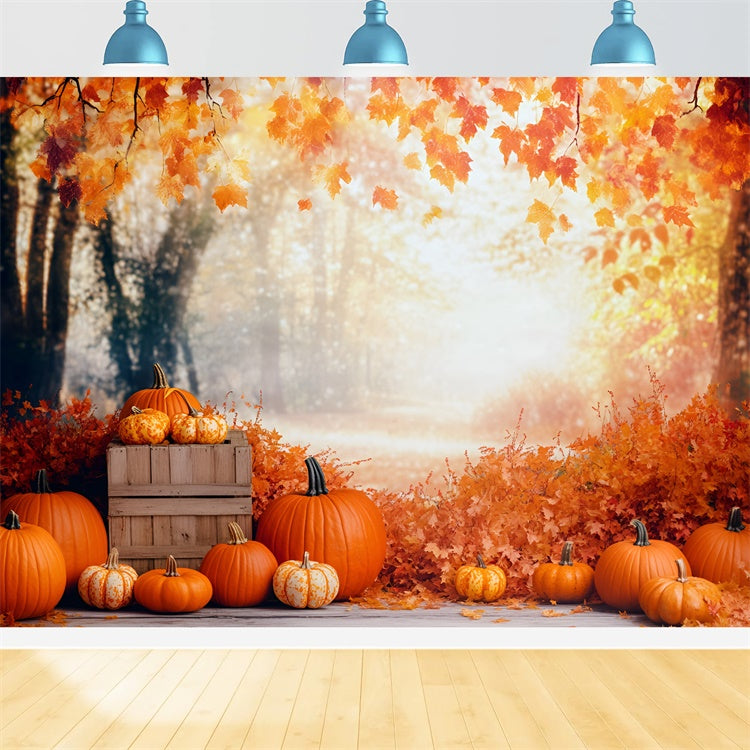 Herbst Wald Hintergrund Ernte Kürbis Pfad Hintergrund GQ57-71
