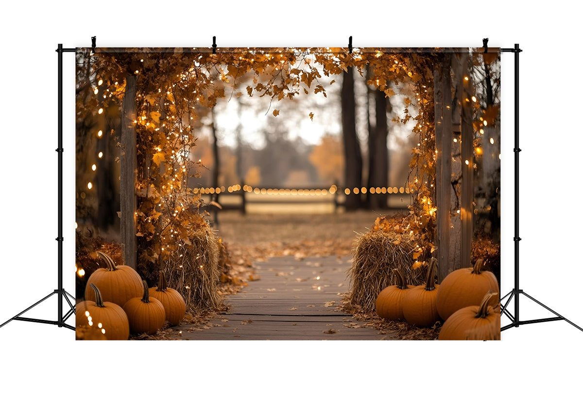 Herbstblätter Foto Hintergrundkulisse Golden Leaf Lantern Trail Backdrop GQ57-92