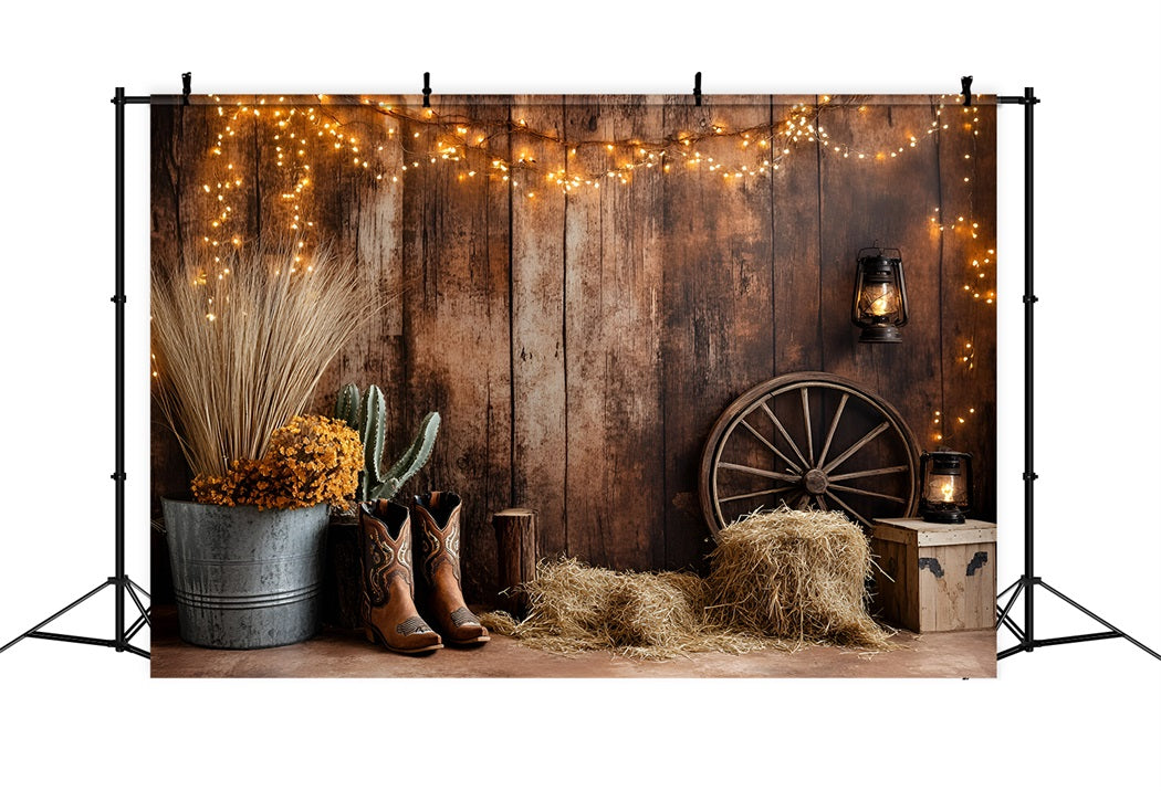 Western Backdrop Western Cowboy Stiefel Kaktus Heuballen Backdrop Vintage GQ58-120