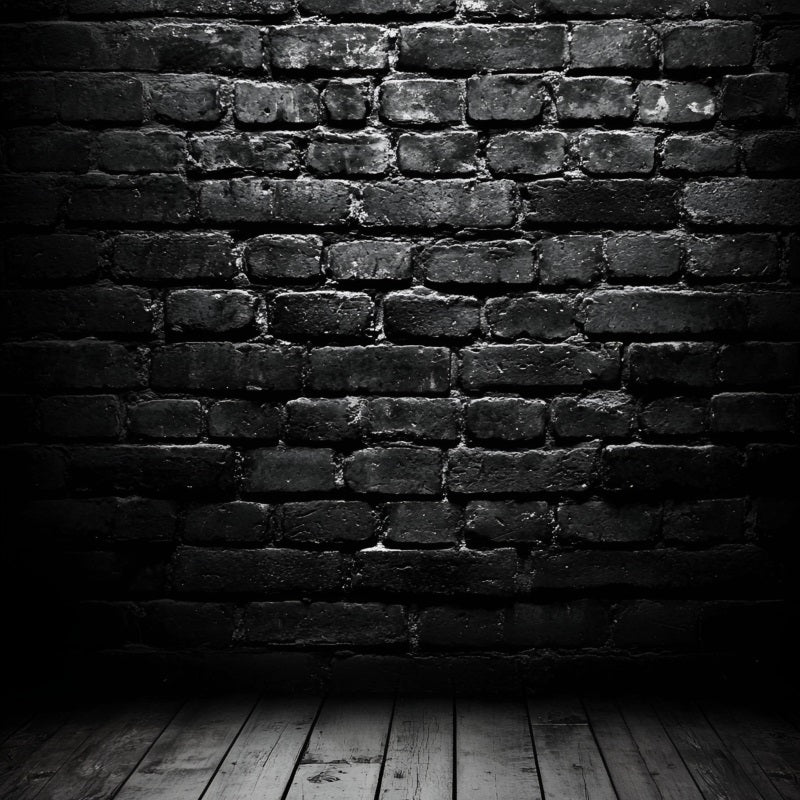 Dunkler Fotohintergrund Dunkle Backsteinmauer mit Holzboden Porträtfotografie Fotohintergrund GQ58-67