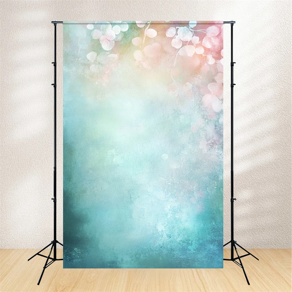 Aquarell-Fotohintergrund Dreamy Aqua und Pink Floral Blur Porträt FotoFotohintergrund GQ58-97
