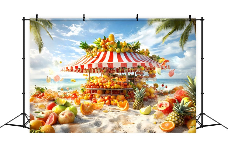 Tropical Beach Backdrop Vibrant Fruit Stand Sommer Backdrop GQ6-16