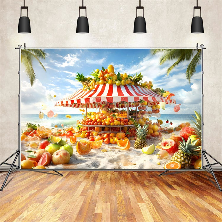 Tropical Beach Backdrop Vibrant Fruit Stand Sommer Backdrop GQ6-16