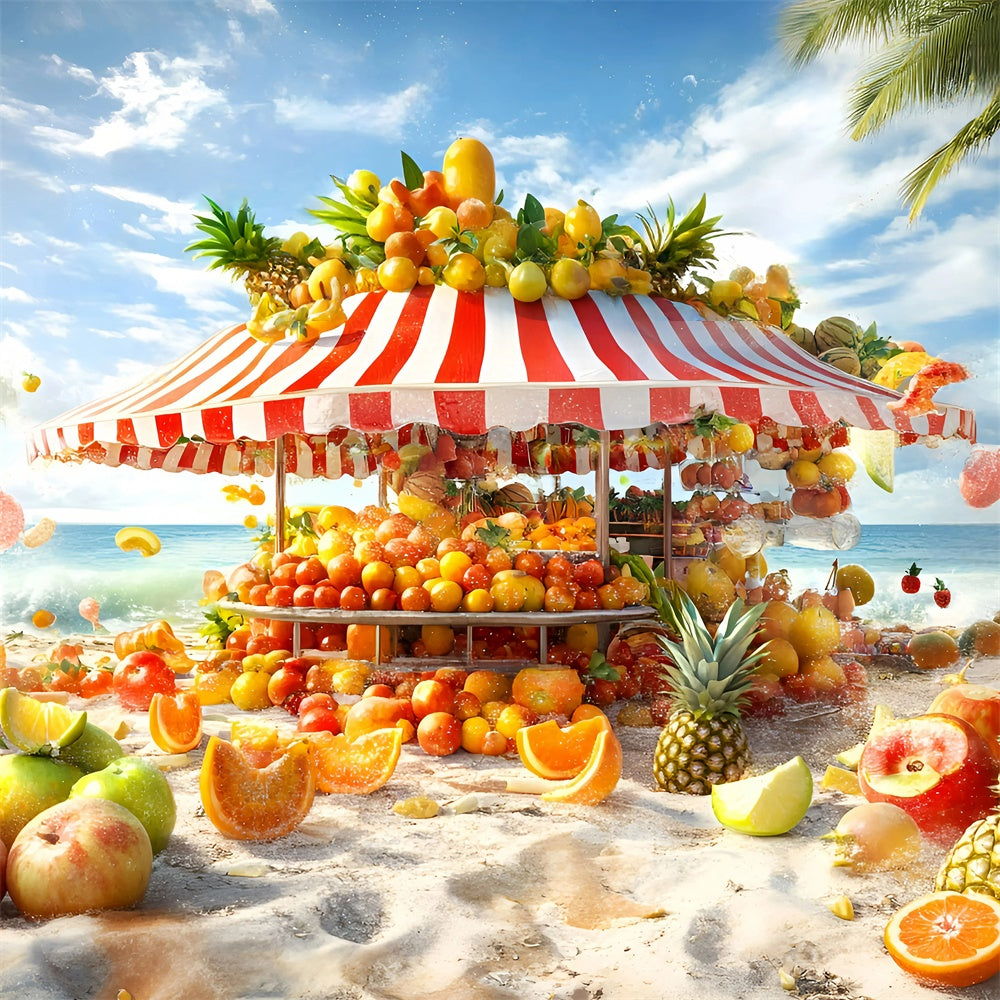 Tropical Beach Backdrop Vibrant Fruit Stand Sommer Backdrop GQ6-16