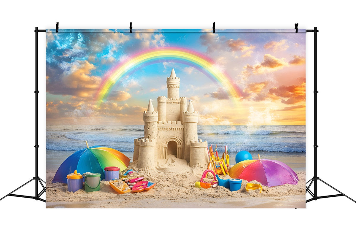 Regenbogen Backdrop Sonnenuntergang Sandburg Sommer Strand Backdrop GQ6-17