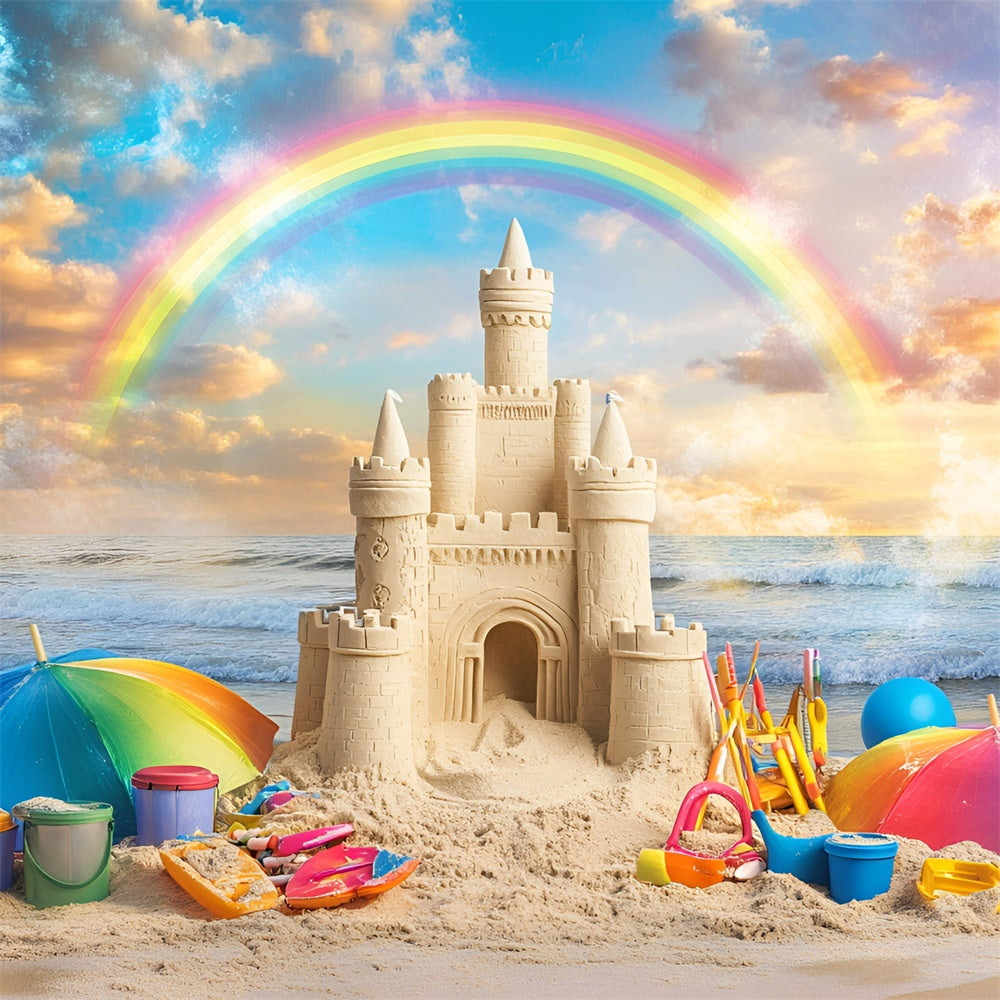 Regenbogen Backdrop Sonnenuntergang Sandburg Sommer Strand Backdrop GQ6-17