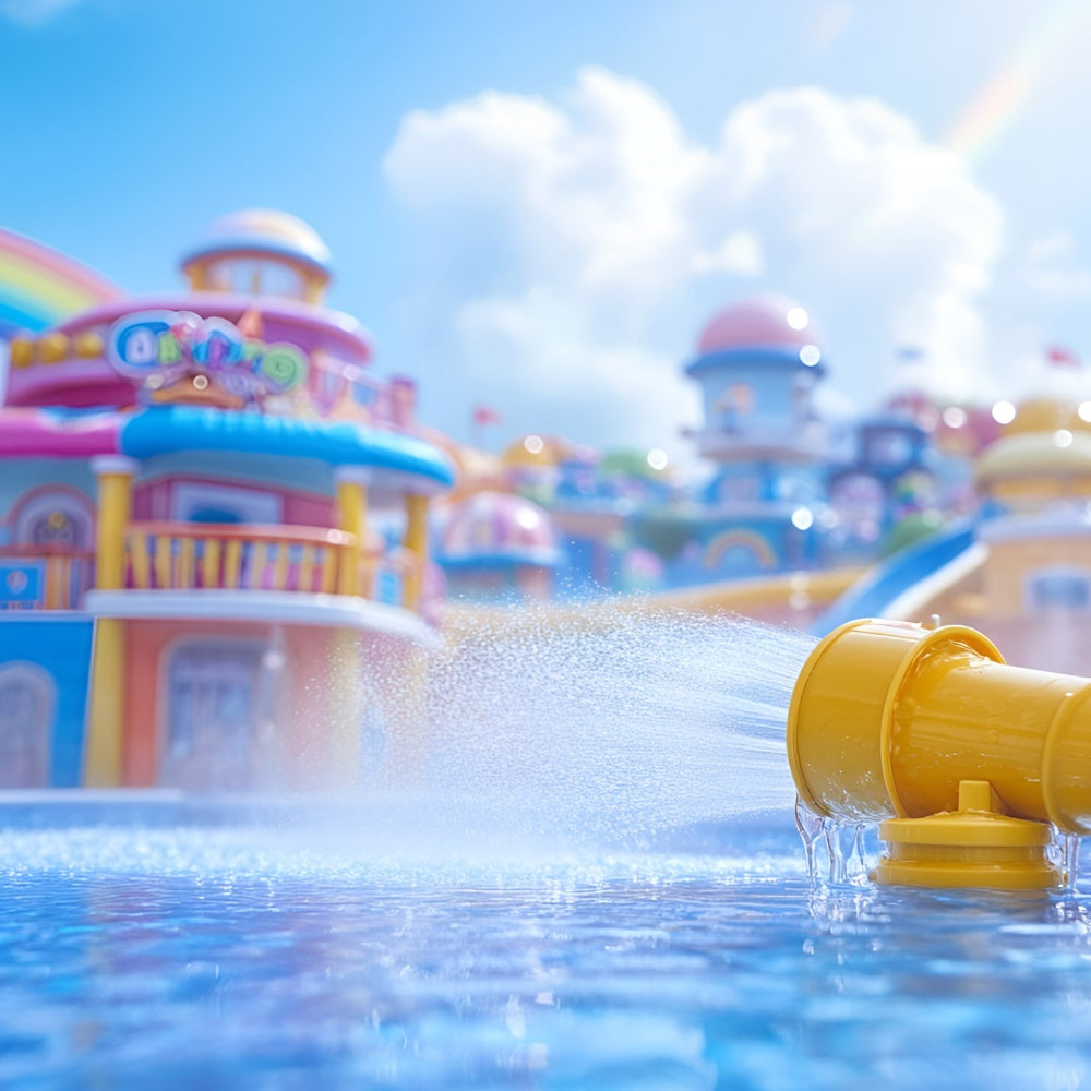 Sommer Fotokulisse Regenbogen Splash Wasserpark Kulisse GQ6-19
