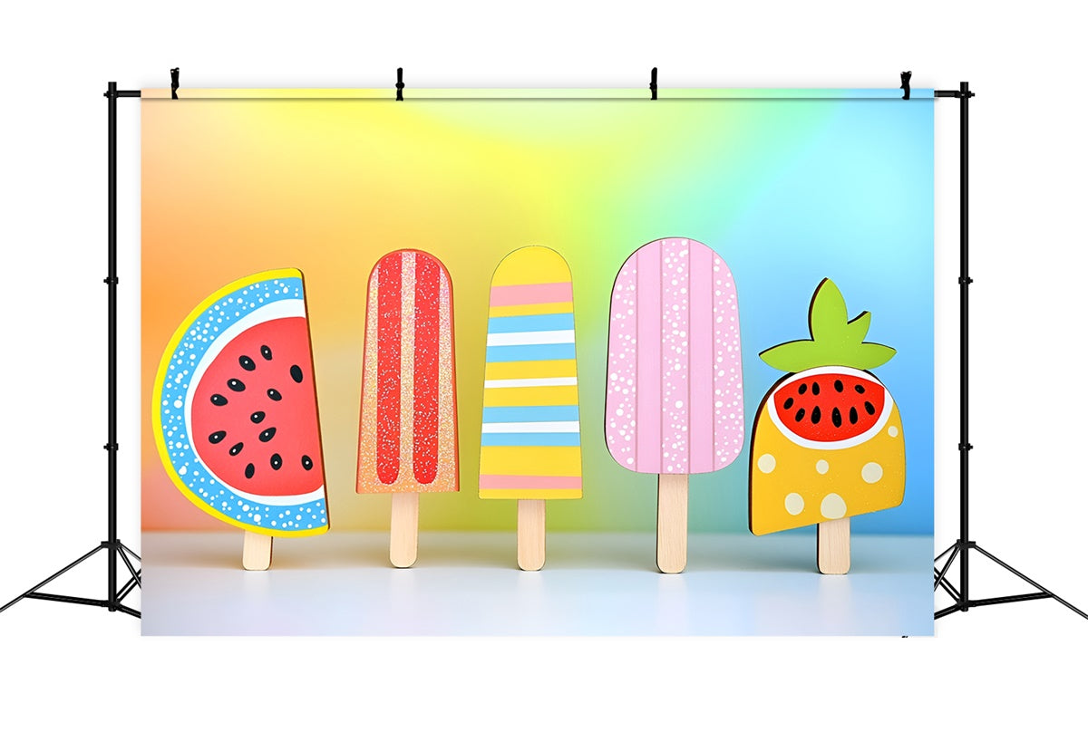 Sommer-Fotohintergrund Regenbogen Eis am Stiel Hintergrund GQ6-23