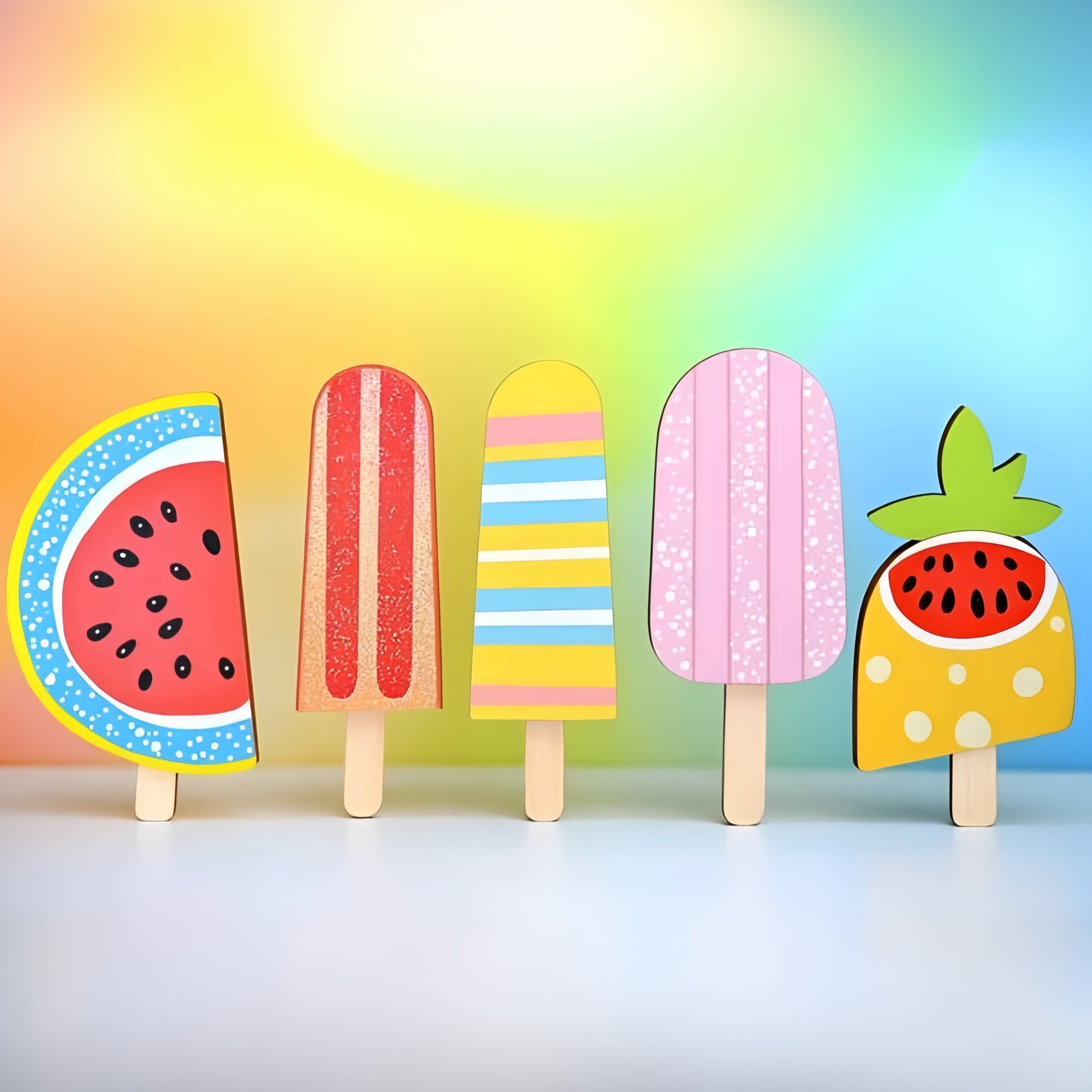 Sommer-Fotohintergrund Regenbogen Eis am Stiel Hintergrund GQ6-23