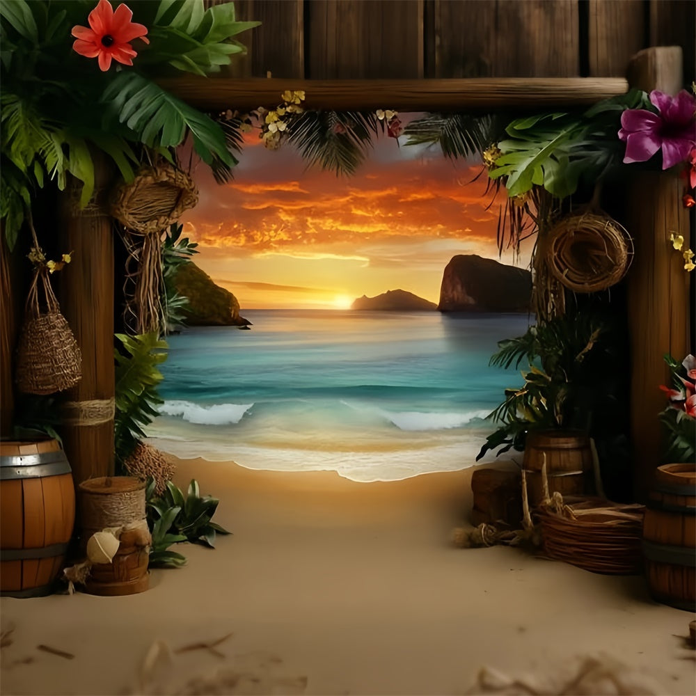 Tropischer Strand Hintergrund Sunset Getaway Sommer Fotokulisse GQ6-24