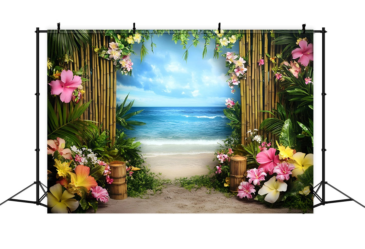 Strand-Themen-Hintergrund Floral Bamboo Path Sommer-Hintergründe GQ6-25