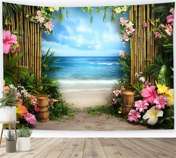 Strand-Themen-Hintergrund Floral Bamboo Path Sommer-Hintergründe GQ6-25