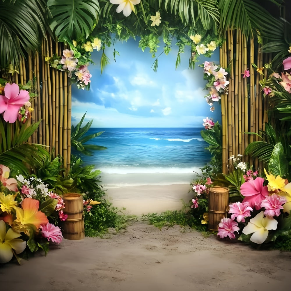 Strand-Themen-Hintergrund Floral Bamboo Path Sommer-Hintergründe GQ6-25