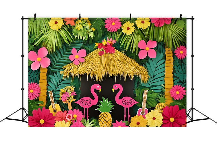 Hawaii-Themenhintergrund Rosa Flamingo Paradies Sommerhintergründe GQ6-29