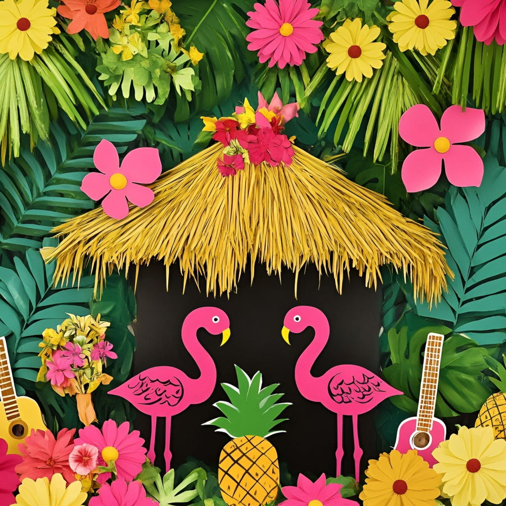 Hawaii-Themenhintergrund Rosa Flamingo Paradies Sommerhintergründe GQ6-29