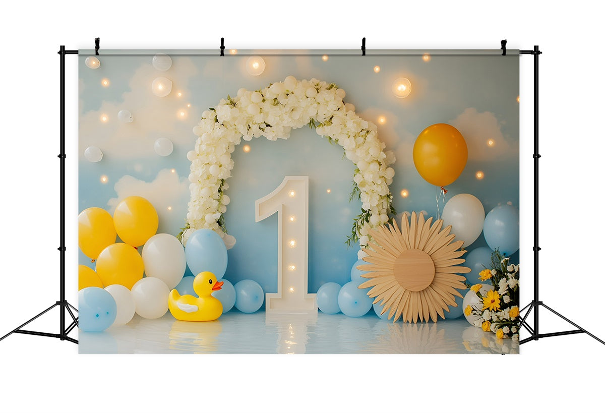 1. Geburtstag Backdrop Ente Ballon Glückseligkeit Backdrop GQ6-301