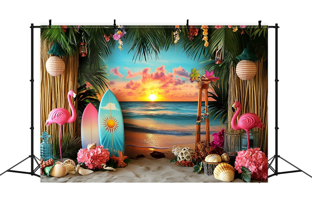 Tropischer Strand Backdrop Floral Sunset Bash Sommer Foto Hintergrund GQ6-31