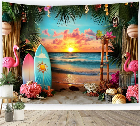 Tropischer Strand Backdrop Floral Sunset Bash Sommer Foto Hintergrund GQ6-31