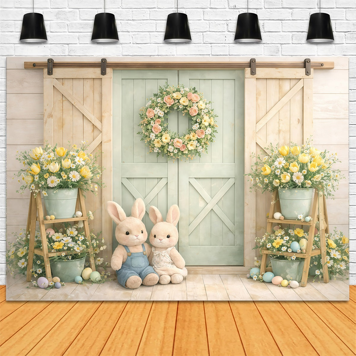 Peter Rabbit Fotohintergrund Pastellfarbener Hasenstall Türen Osterbild Hintergrundideen GQ61-16