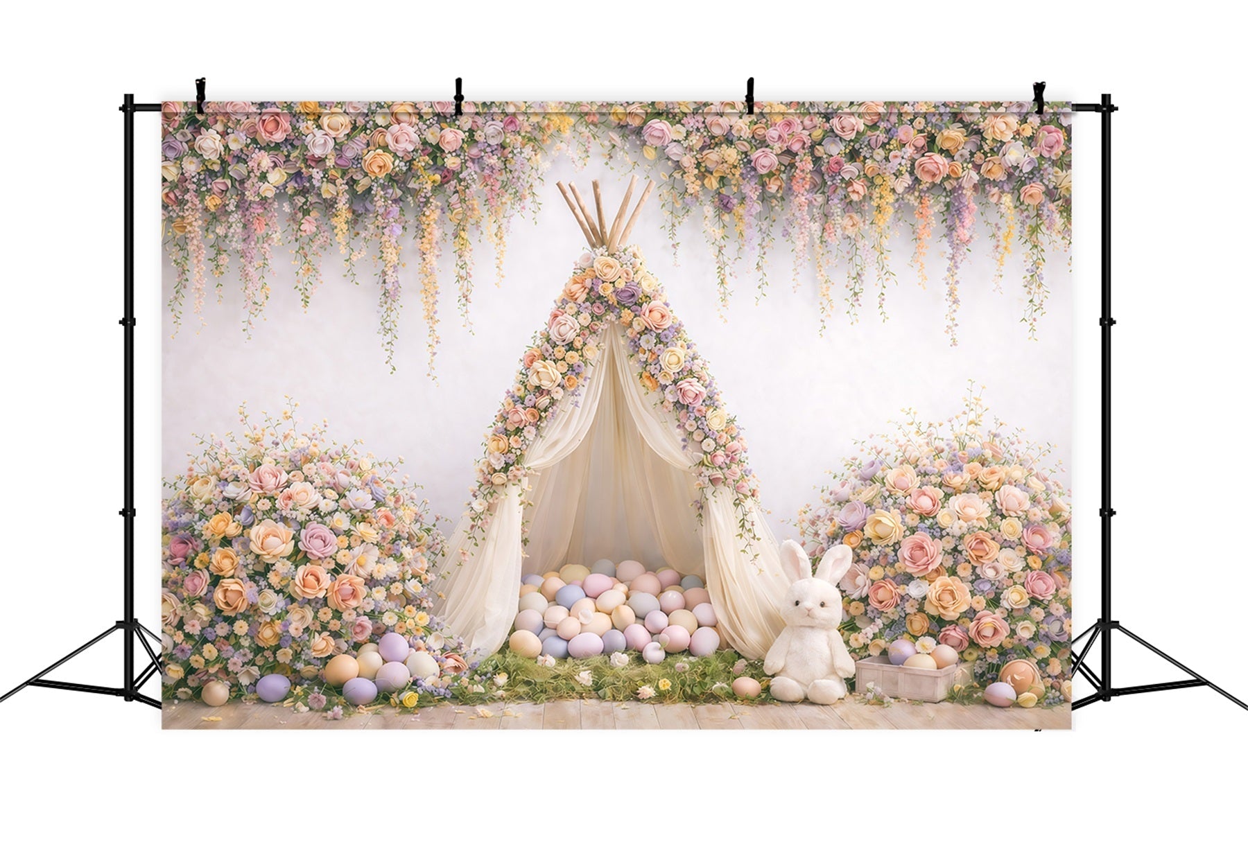 Baby-Oster-Hintergrund Blumen-Tipi-Ei-Zelt Ideen für Oster-Fotohintergründe GQ61-25