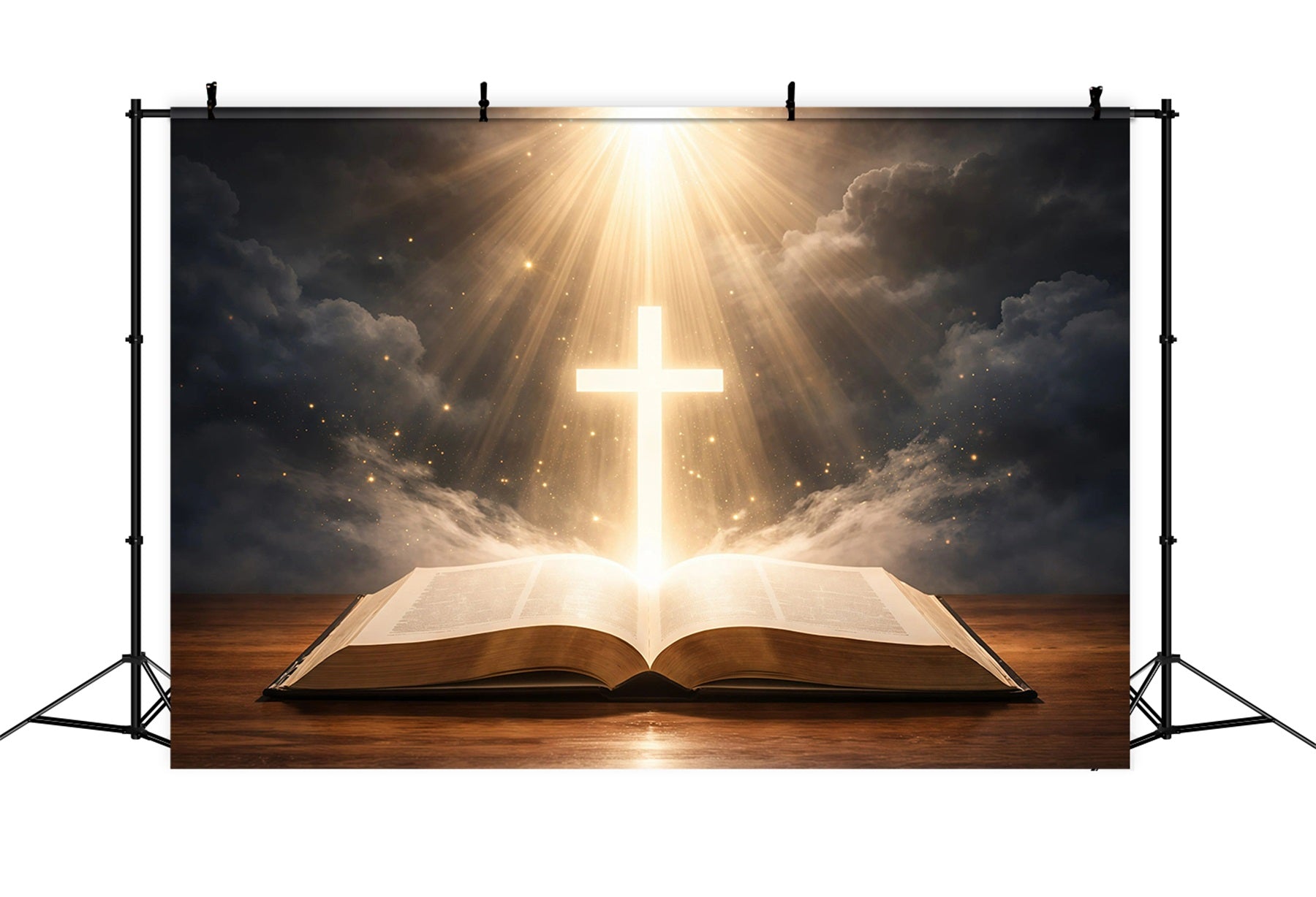 Ostern-Hintergrund Kirche Glorreiches Kreuz Heiliges Buch Ostern-Fotografie-Hintergrund GQ61-3