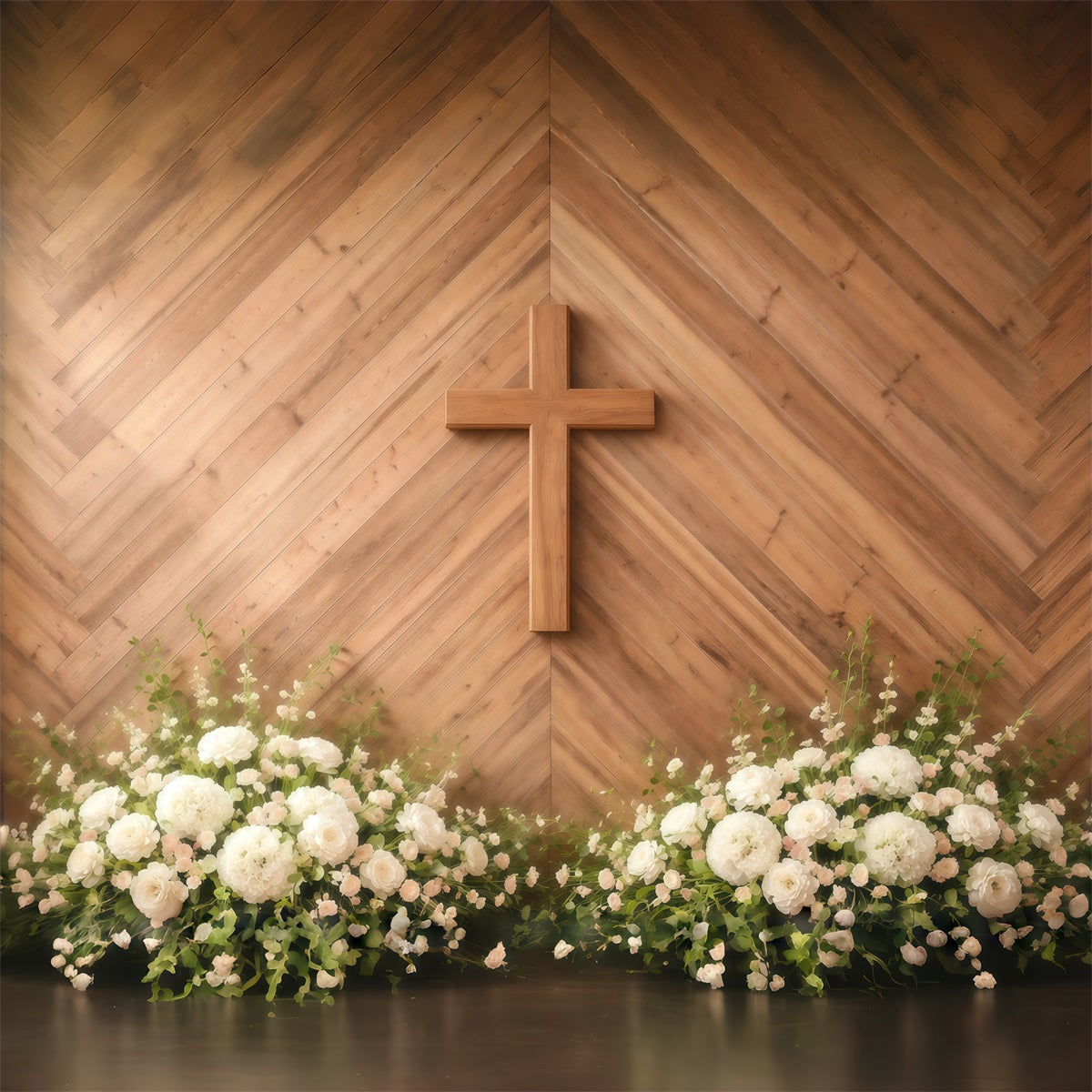Ostersonntag-Hintergrund Holzkreuz Blumenaltar Ostern-Bildhintergrund-Ideen GQ61-4