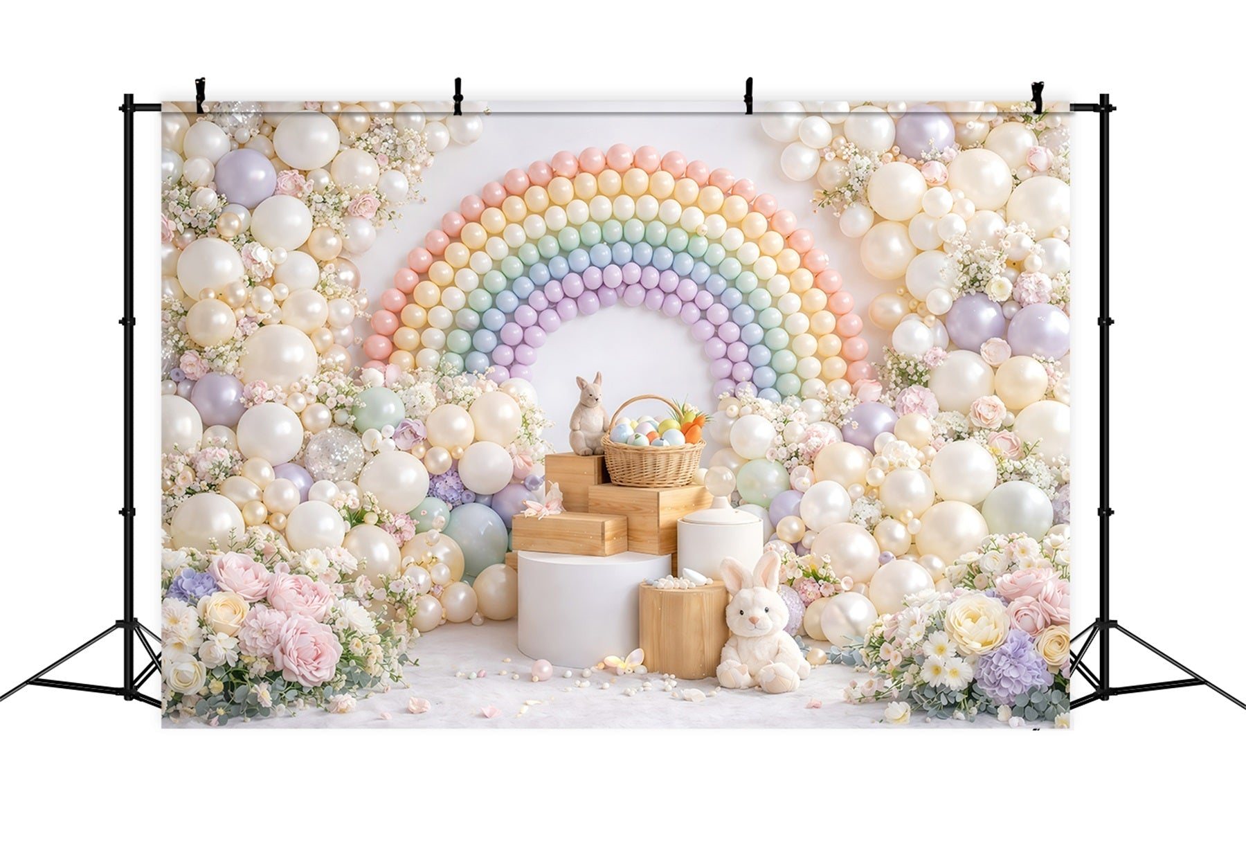 Ideen für Oster-Ballon-Hintergründe Pastellfarbene Macaron-Regenbogenblumen Ideen für Oster-Bildhintergründe GQ61-40