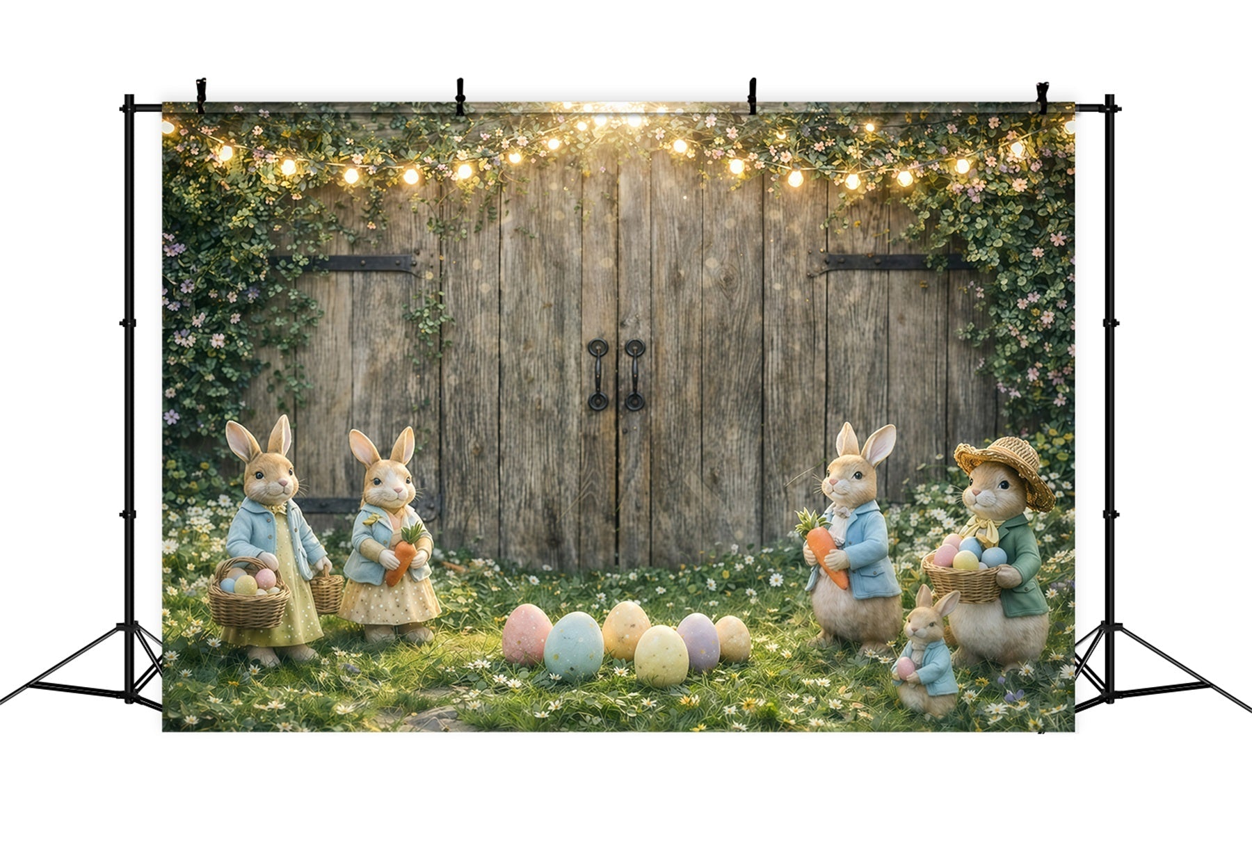Peter Rabbit Fotohintergrund Rustikaler Hase Eier sammeln Hintergründe Ostern GQ61-48