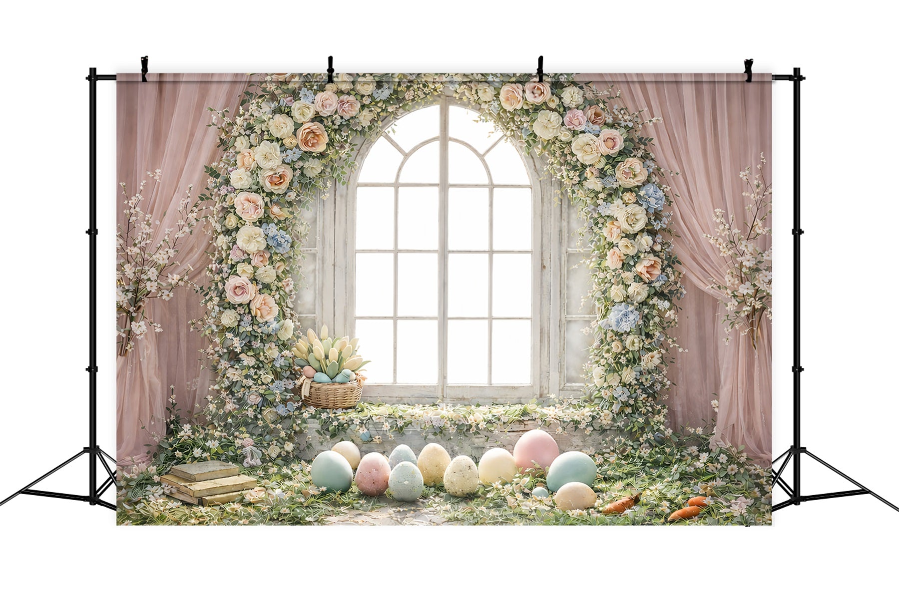 Oster-Ei-Fotoshooting-Hintergrund Blumenbogen Fensterlicht-Hintergrund für Ostern GQ61-49
