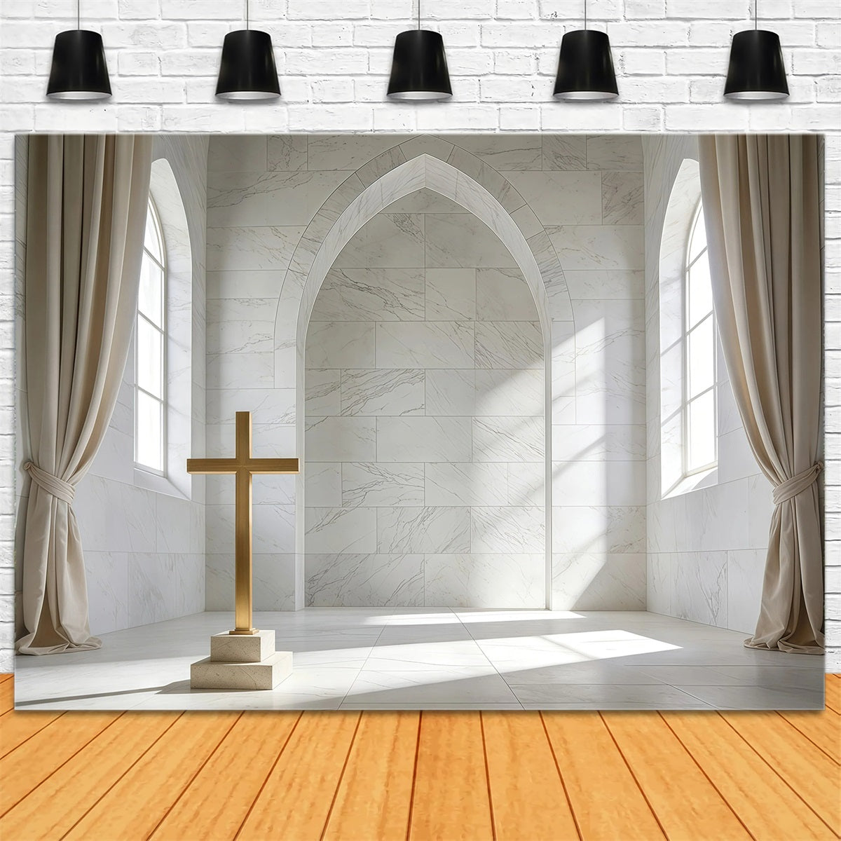 Oster-Kirchenhintergrund Religiöses heiliges Kreuzfenster Osterhintergrund 10x10 GQ61-51