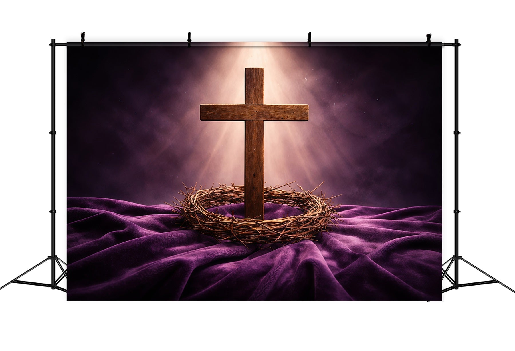 Oster-Sonntag-Fotohintergrund Dornenkrone Kreuz Licht-Fotohintergrund Ostern GQ61-7