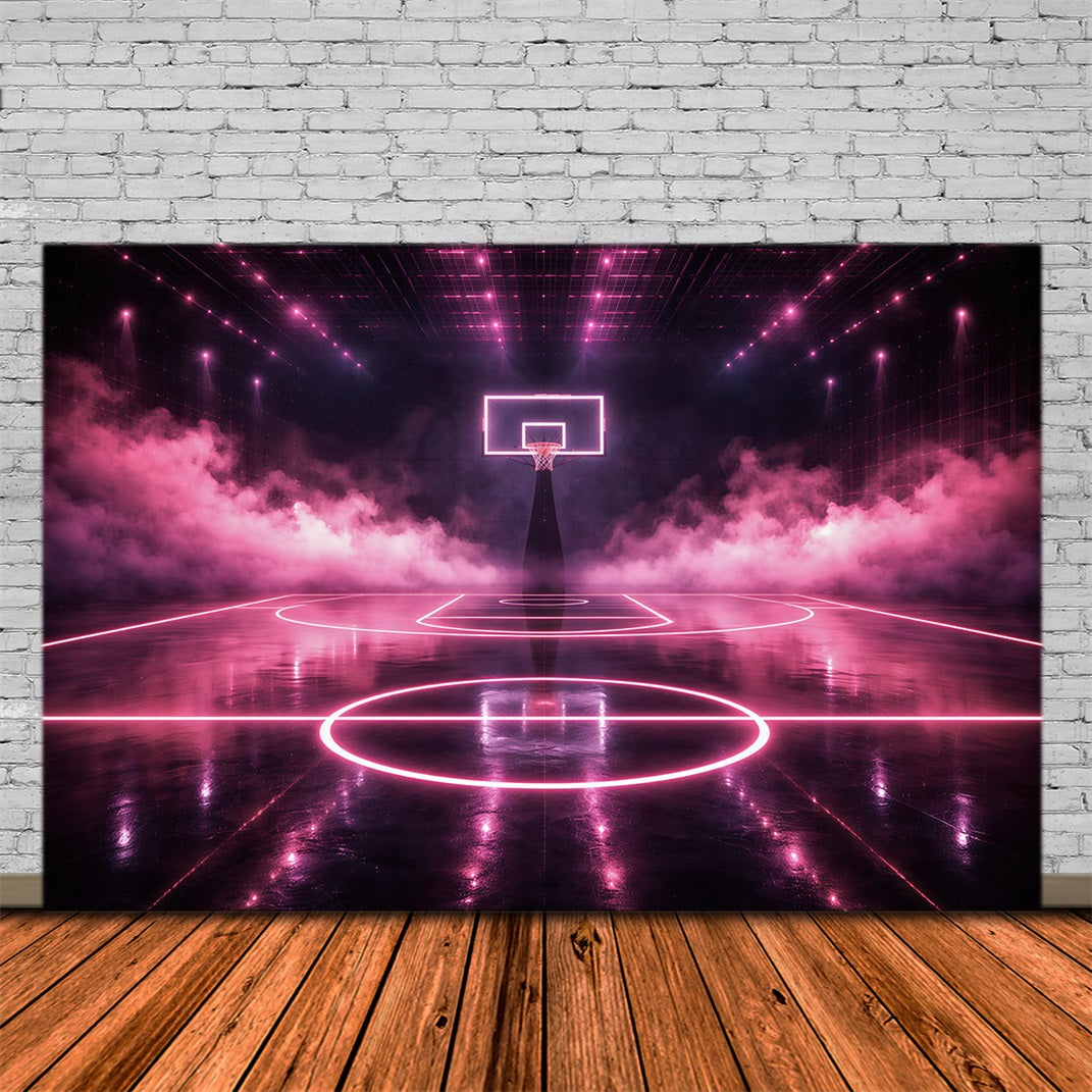 Basketball-Hintergrund für Fotografie Neonpink Arena-Spielfeld Sport-Themenhintergrund GQ61-78