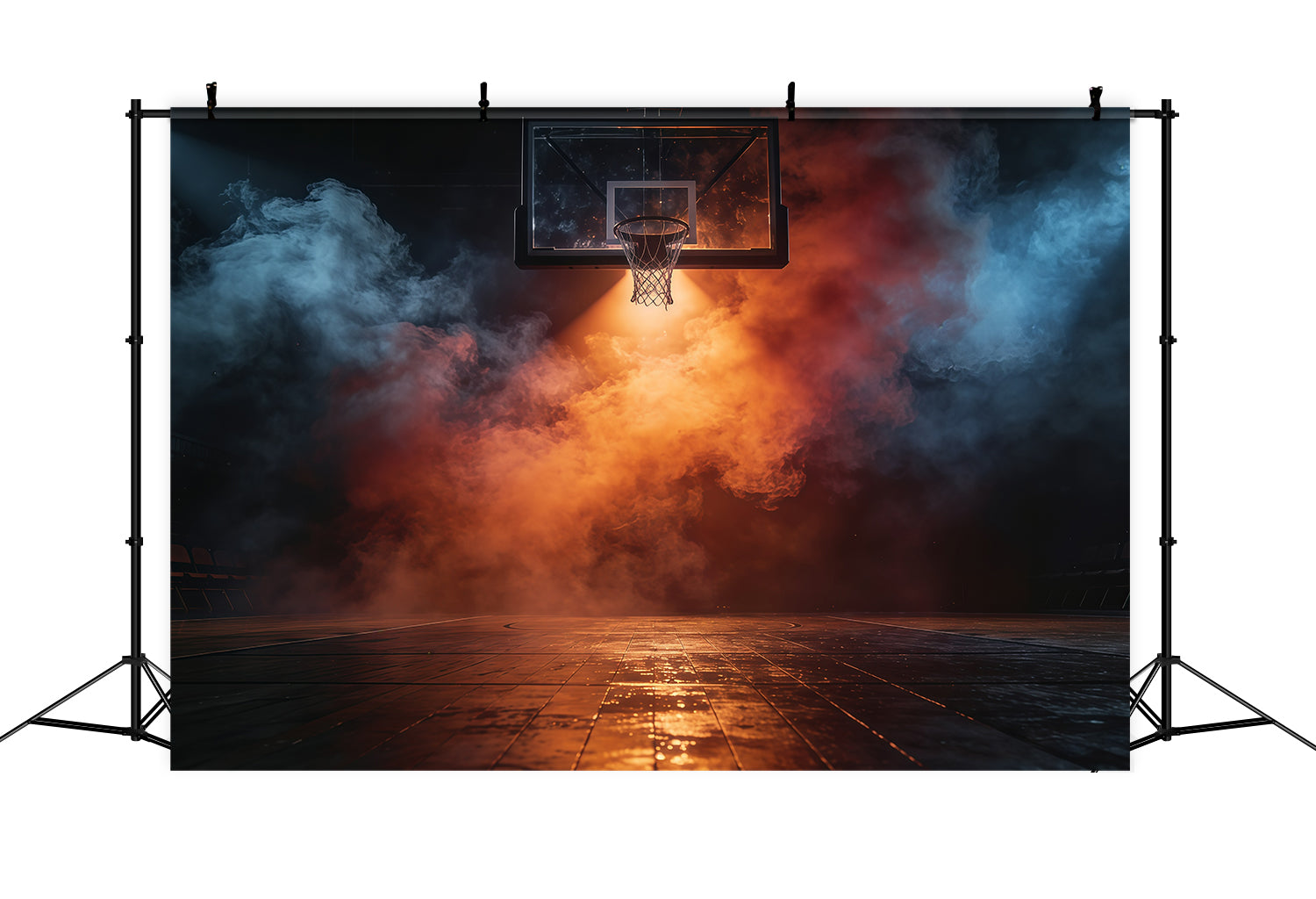 Basketball-Fotografie-Hintergrund Feuer Rauch Scheinwerfer Court Sport-Hintergrund GQ61-79