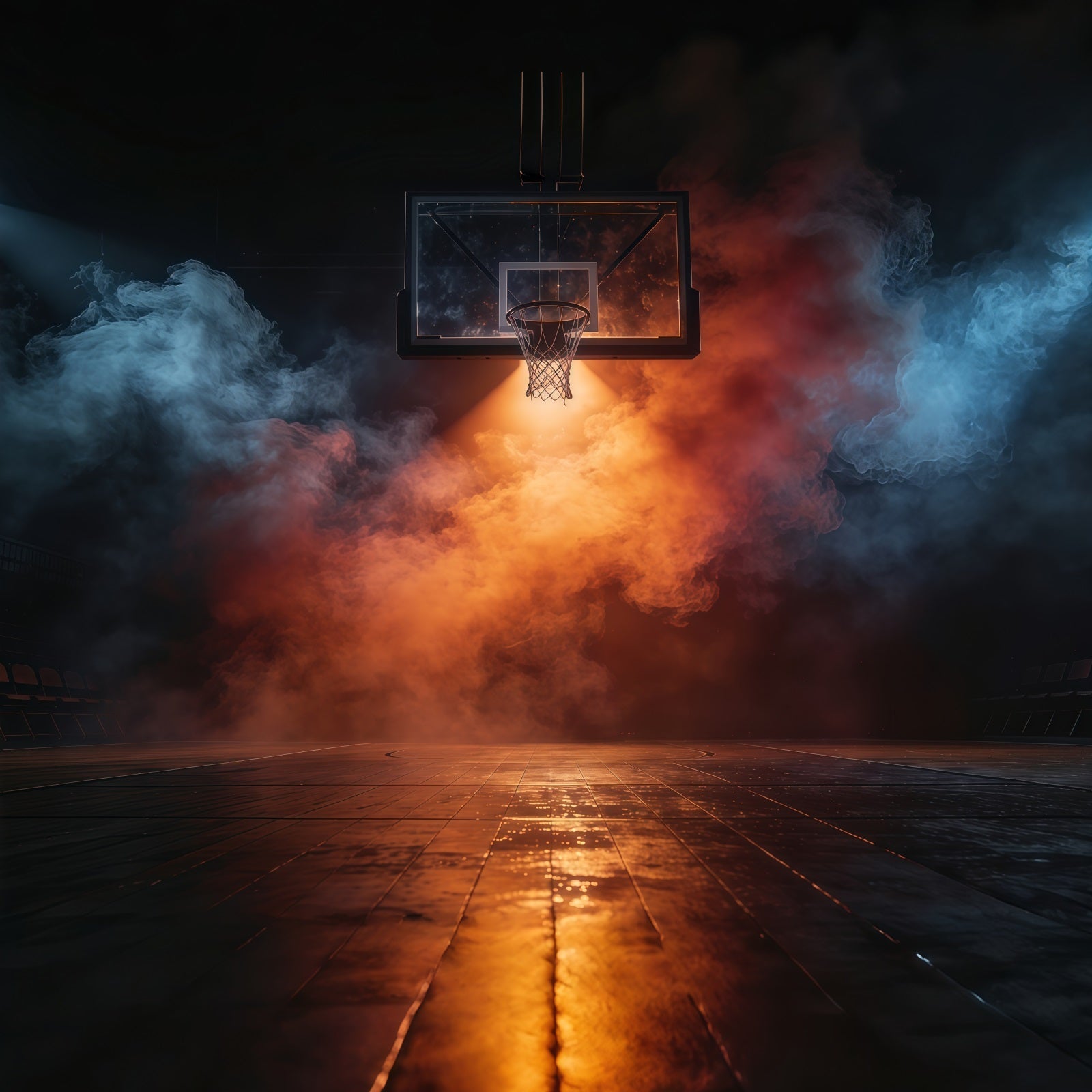 Basketball-Fotografie-Hintergrund Feuer Rauch Scheinwerfer Court Sport-Hintergrund GQ61-79