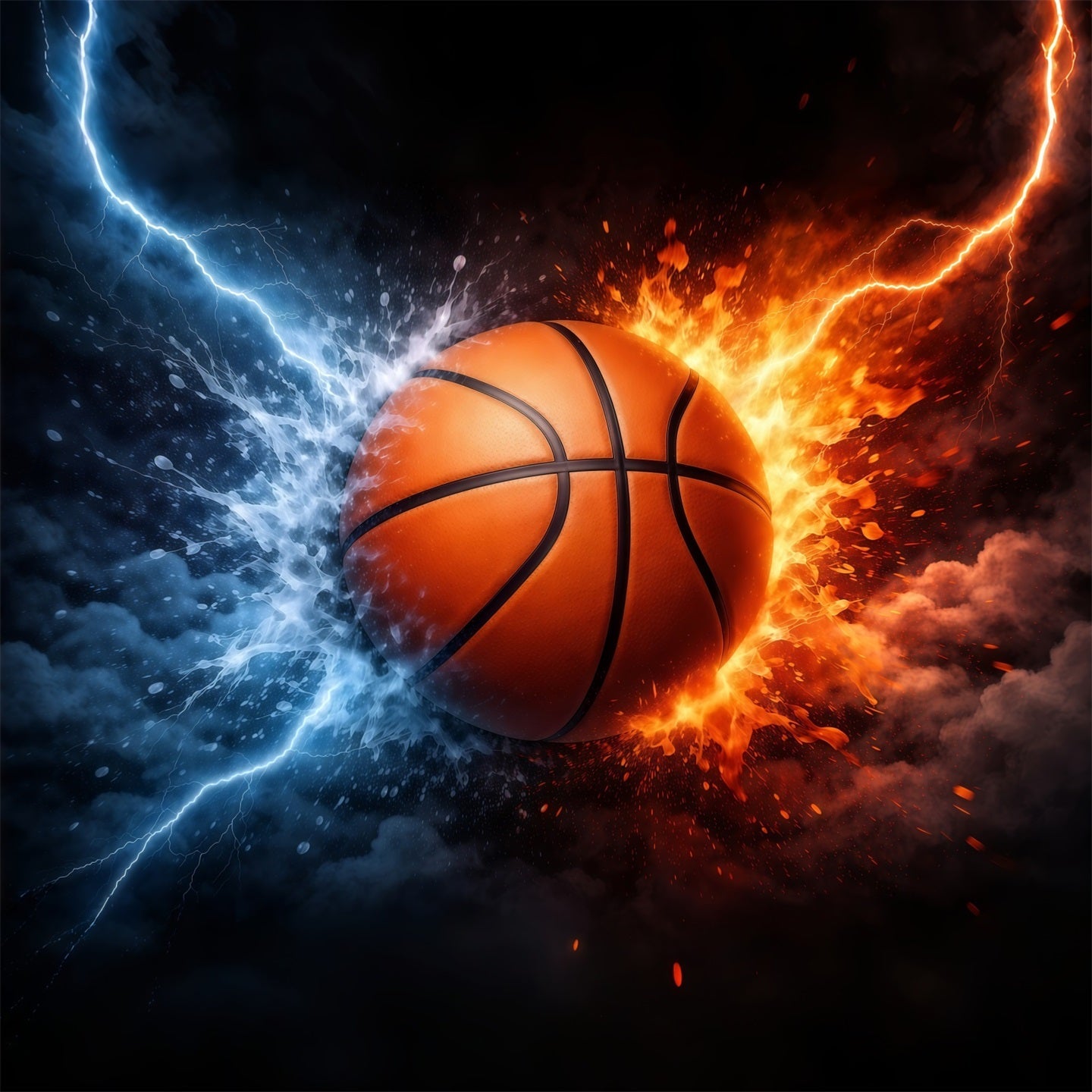 Basketball-Hintergründe Wasser Feuer Energie Explosion Sport-Hintergründe für Fotografie GQ61-81