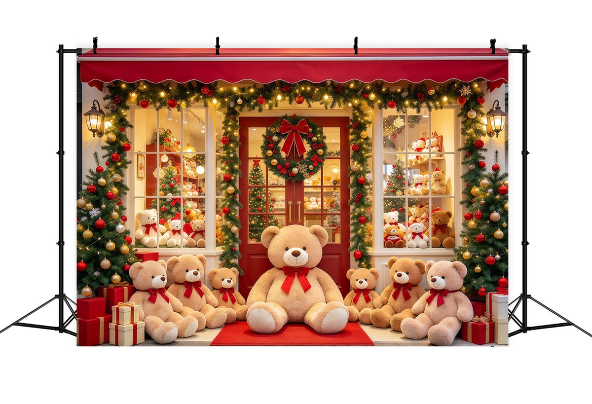 Weihnachtsladen-Hintergrund Teddybär-Spielzeugladen-Schaufenster GQ610-101