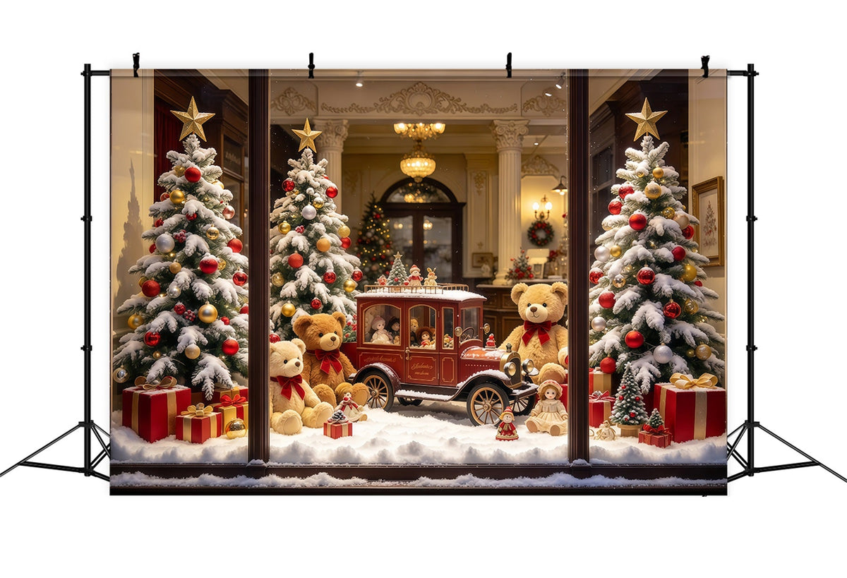 Weihnachtlicher Spielzeugladen-Hintergrund Vintage-Spielzeugauto Fenster GQ610-104