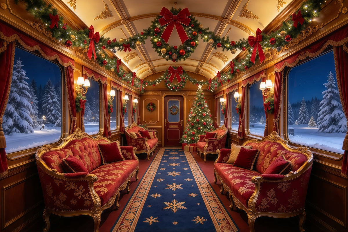 Weihnachtlicher Fotohintergrund Burgunderroter Samt Zug Innenraum GQ610-11