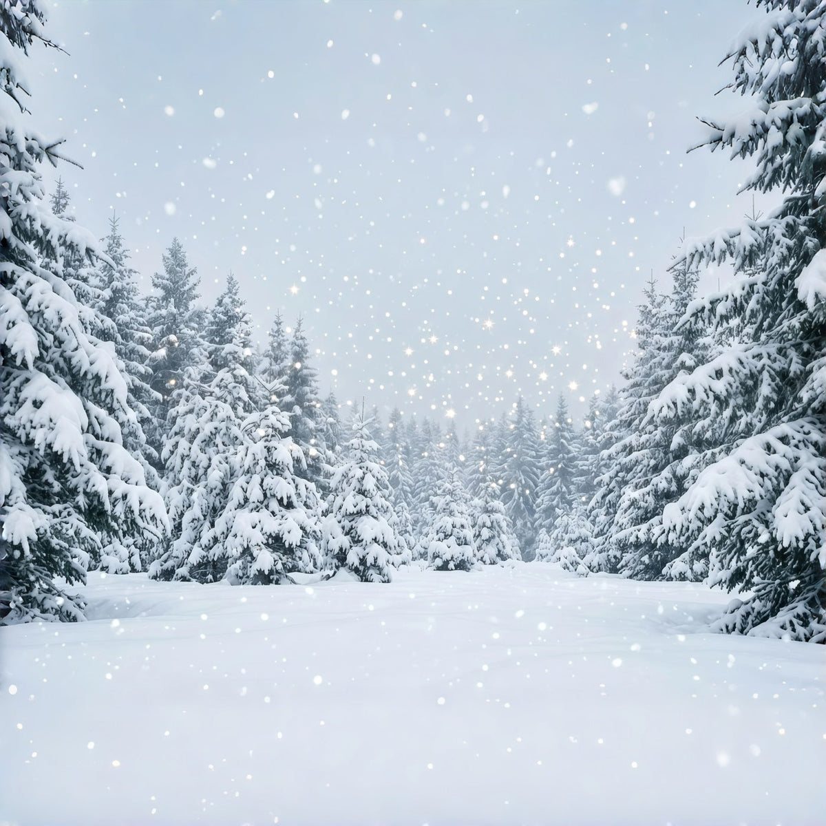 Weihnachtsbaum-Hintergrund Verschneiter Immergrüner Wald GQ610-111