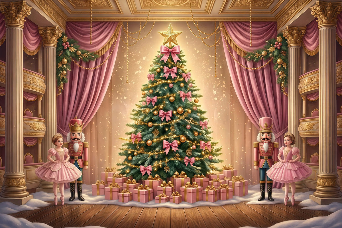 Nussknacker-Fotohintergrund Rosa Schleife Ballettbühne GQ610-113