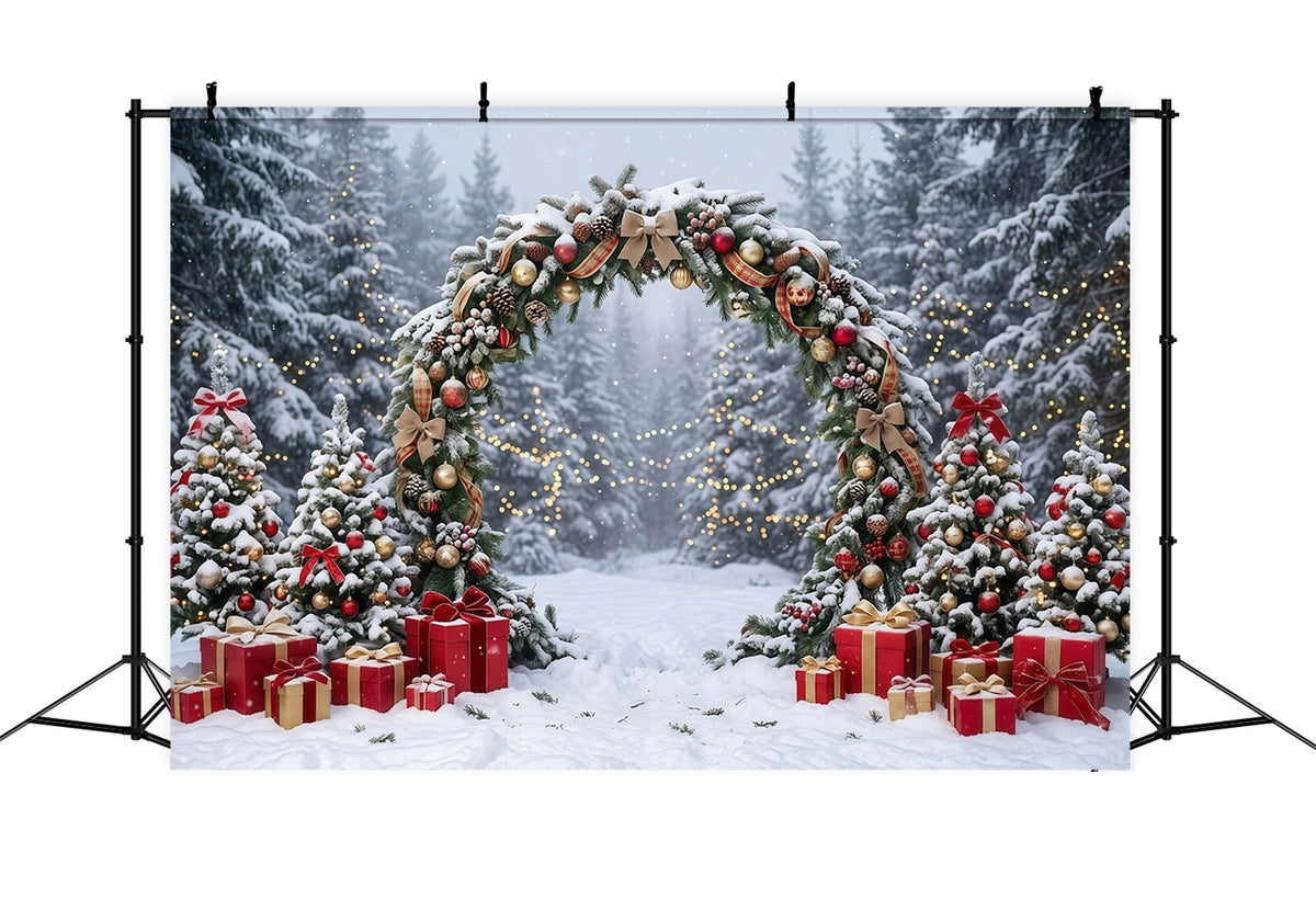 Weihnachtlicher Torbogen-Hintergrund Verschneite Girlande Geschenk-Torbogen GQ610-114