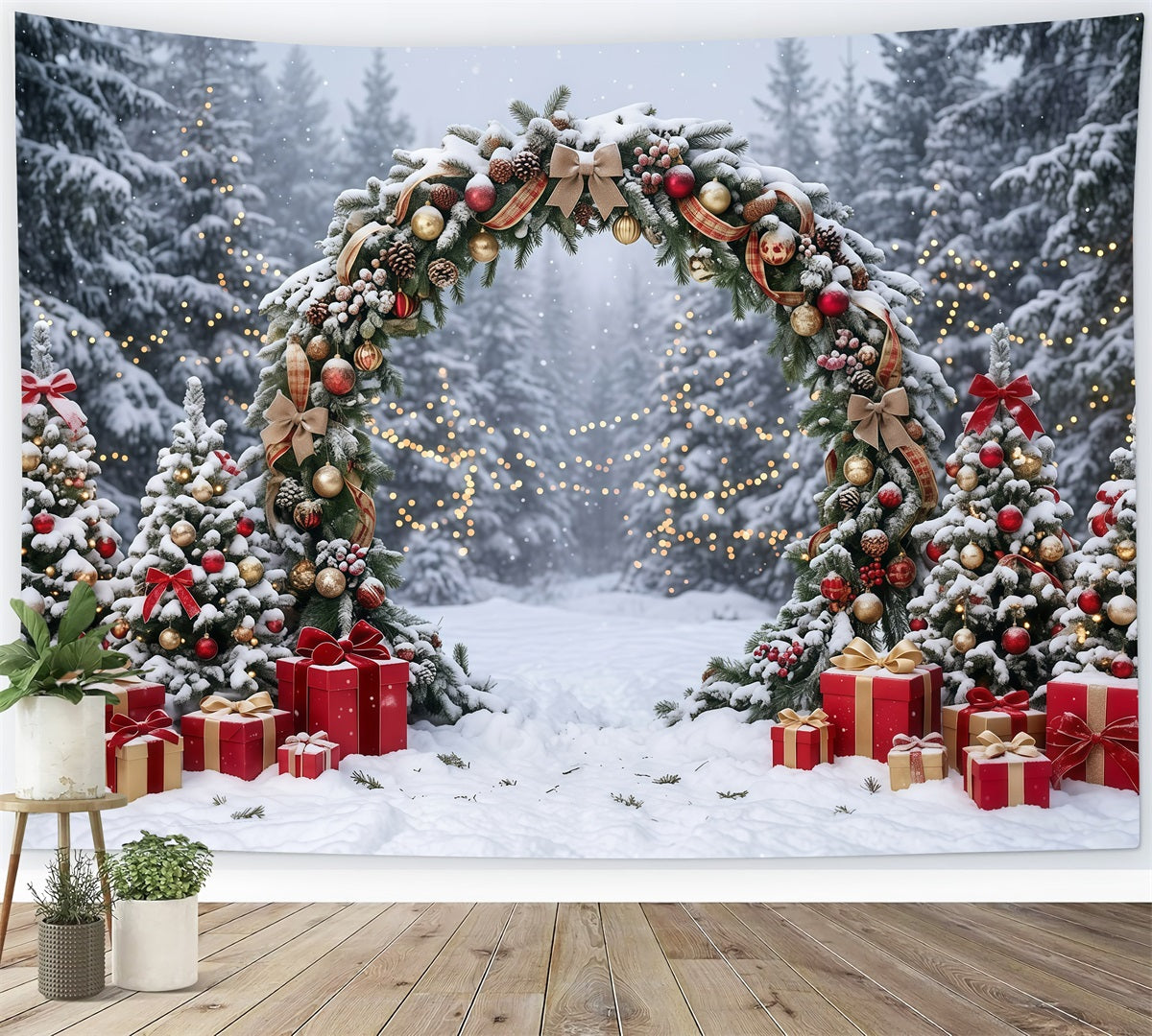 Weihnachtlicher Torbogen-Hintergrund Verschneite Girlande Geschenk-Torbogen GQ610-114