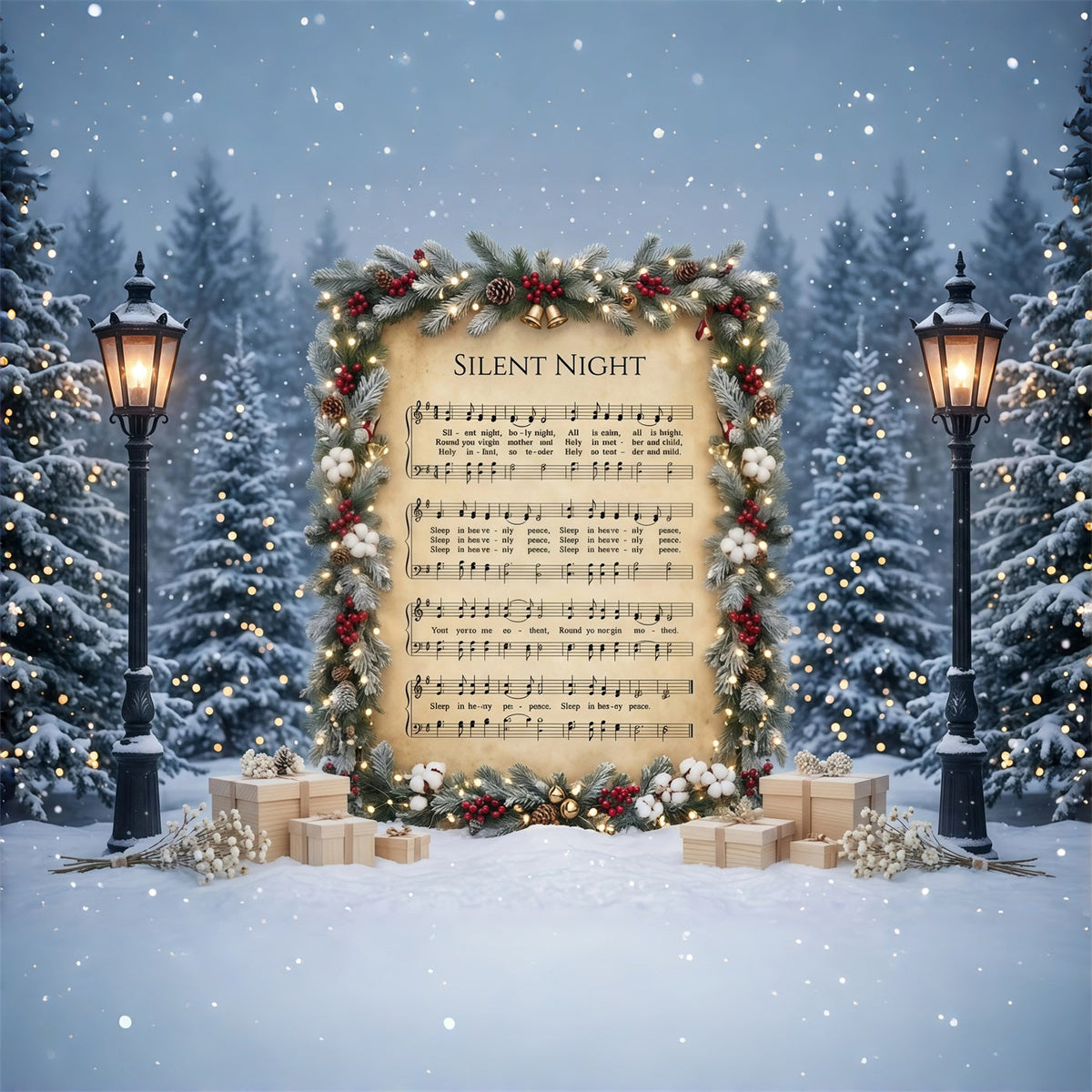 Weihnachtlicher Hintergrund Stille Nacht Notenblätter GQ610-116
