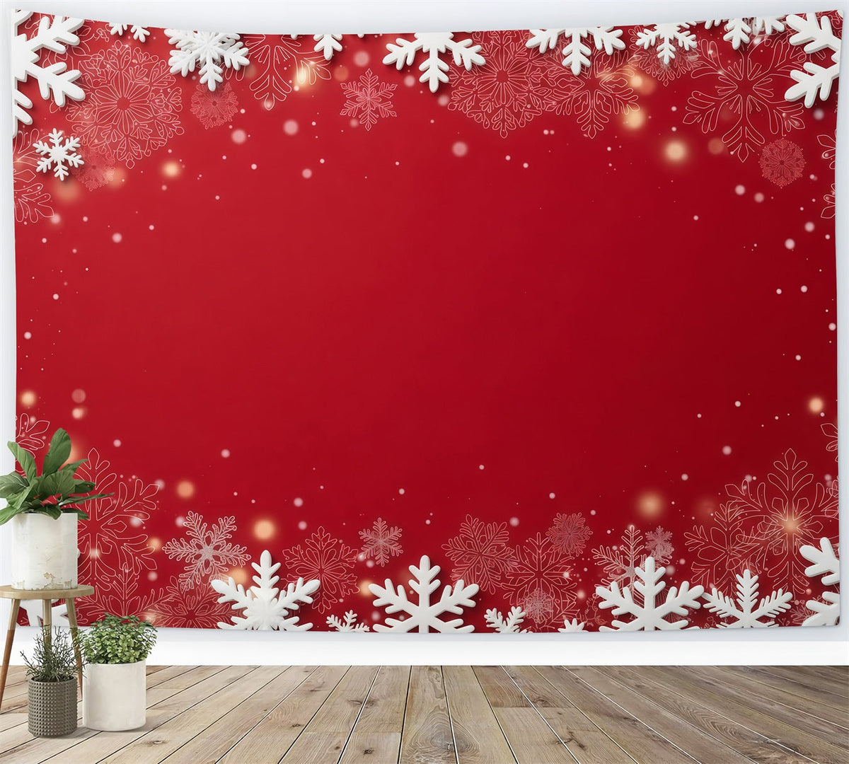 Weihnachtlicher Hintergrund Rote Schneeflocken Festlicher Rahmen GQ610-118