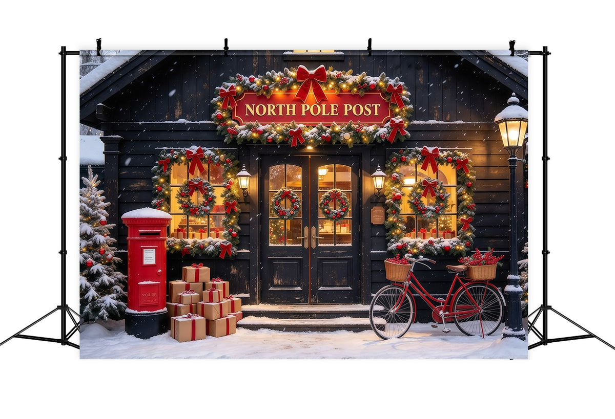 Nordpol Fotohintergrund Winterliches Verschneites Postamt GQ610-13