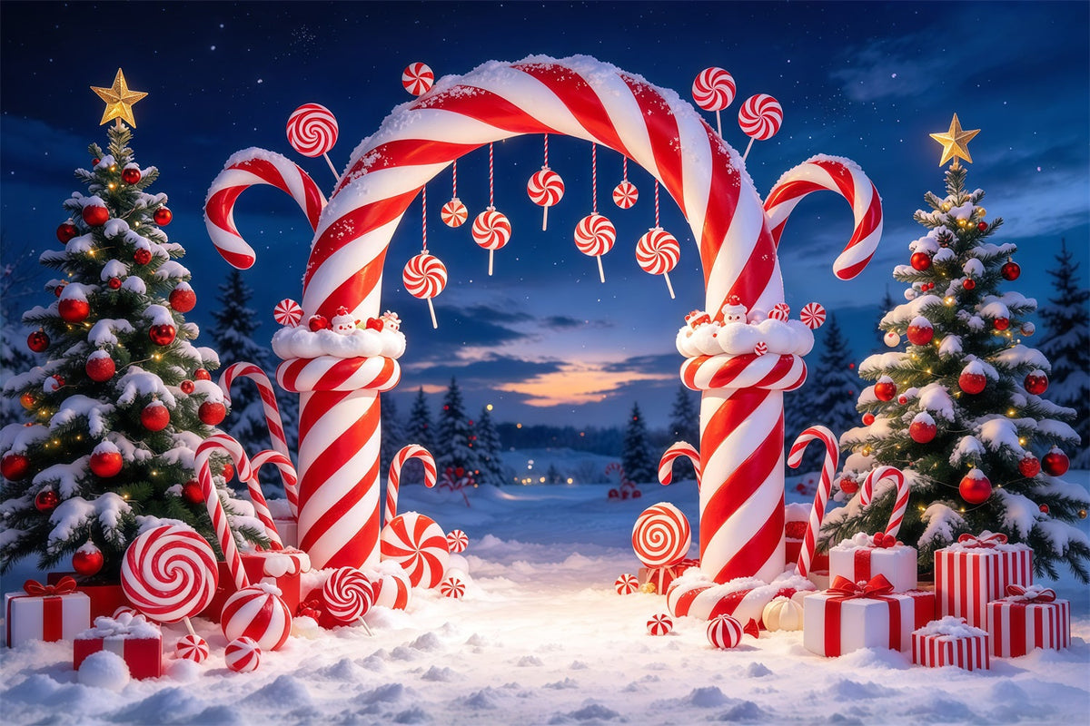 Weihnachtlicher Zuckerstangen Hintergrund Pfefferminzbonbonland Torbogen GQ610-18