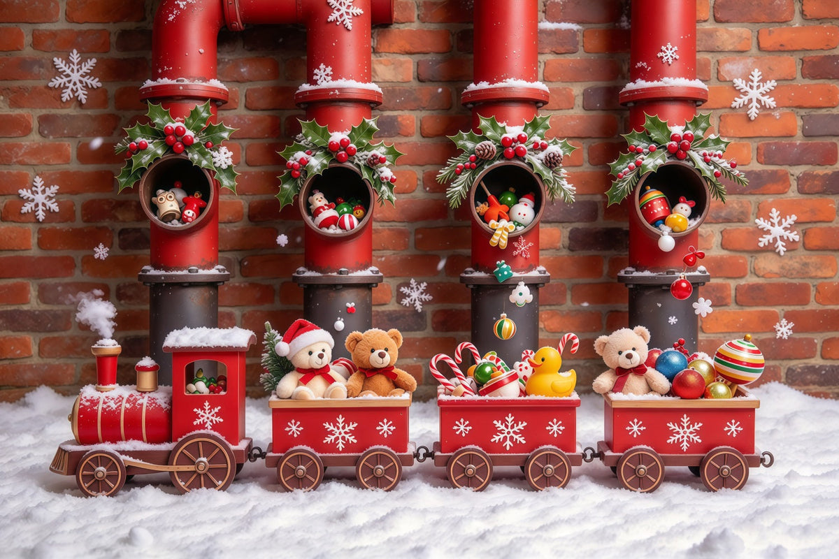 Weihnachtlicher Hintergrund Rote Spielzeugeisenbahn Parade GQ610-22